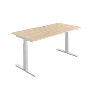 Eiche Tischplatte Weißes Tischgestell höhenverstellbar