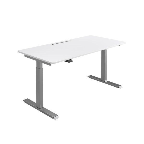 Schreibtisch elektrisch höhenverstellbar elektrisch in Weiß und Grau