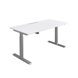Höhenverstellbarer Schreibtisch MO Weiße Tischplatte Graues Tischgestell